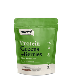 Koop Nuzest Plant Protein Greens + Berries Cocoa Flavour bij LiveHelfi