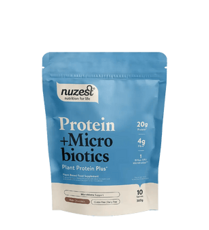 Koop Nuzest Plant Protein + Microbiotics Rich Chocolate bij LiveHelfi