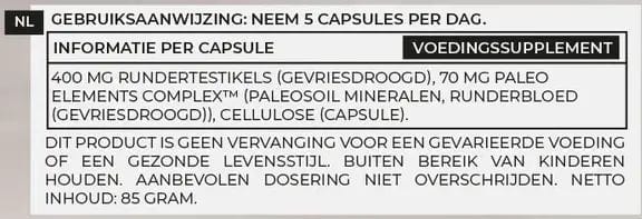 Koop Paleo Powders Grass-Fed Beef Testicles Capsules bij LiveHelfi