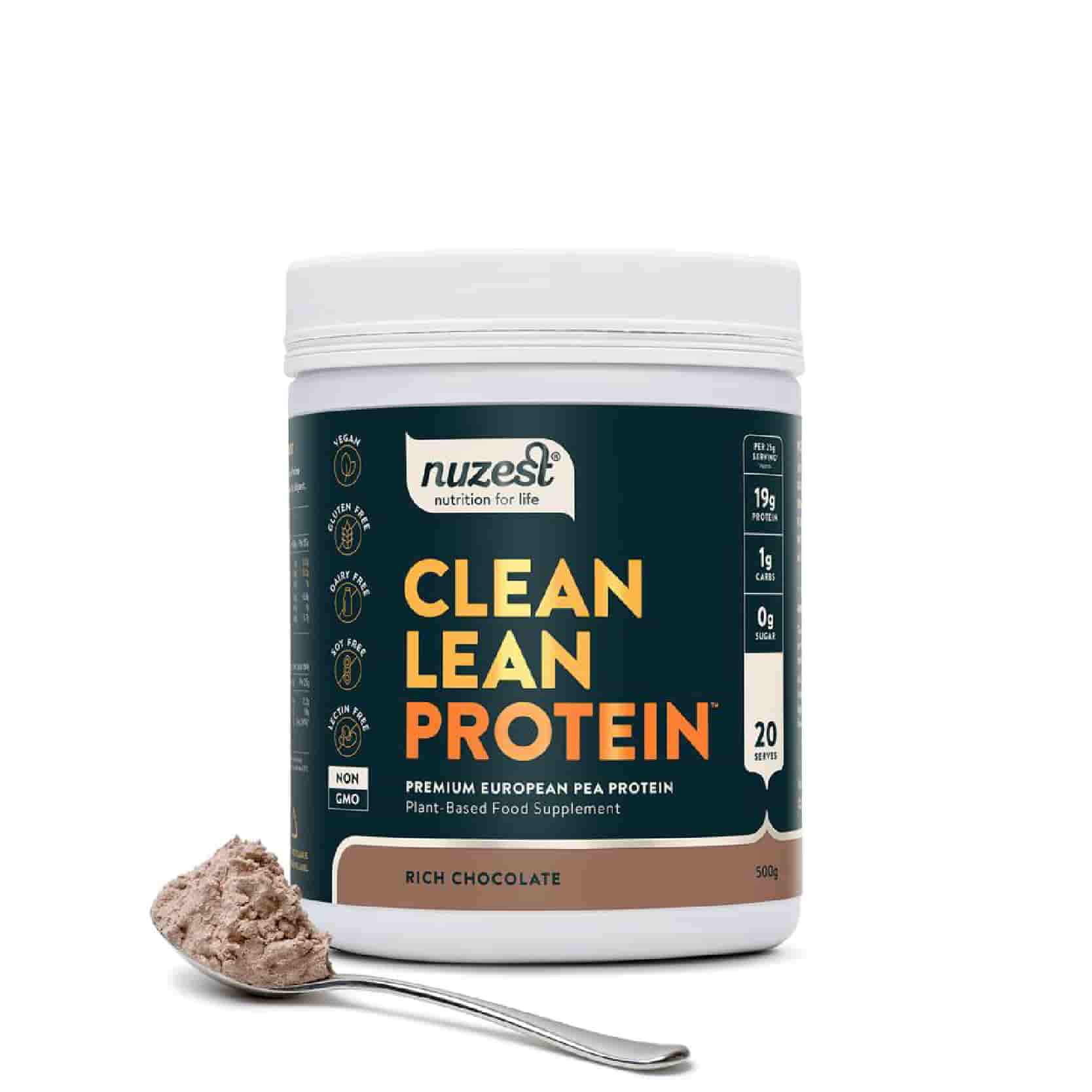 Koop Nuzest Clean Lean Protein Rich Chocolate 500 gr bij LiveHelfi